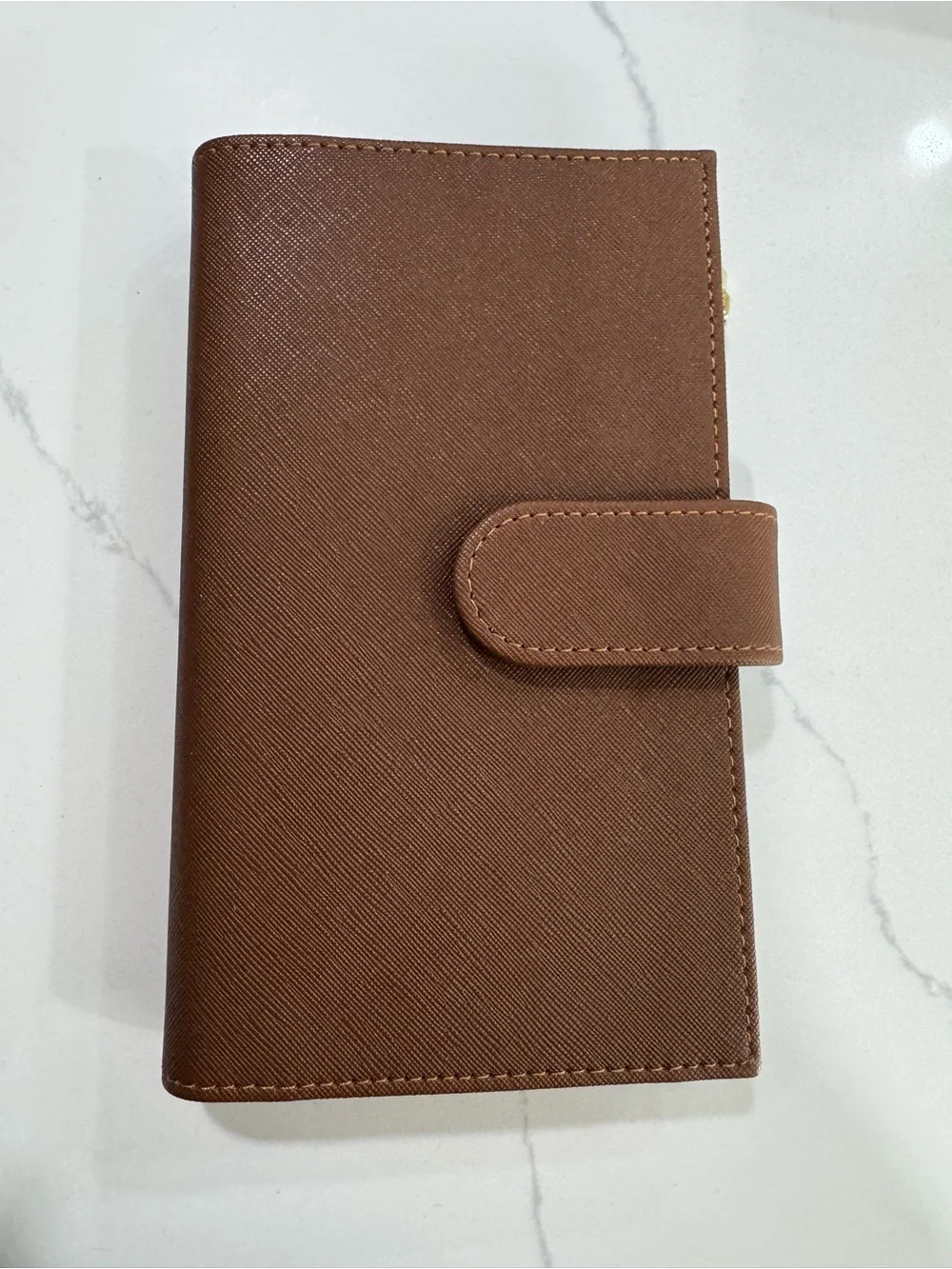 Brown Leatherette Snap Wallet